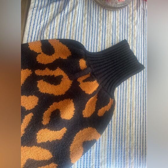 FARM Rio Leopard Pattern Sweater Dress High Neck Multicolored Sz L NWT - Picture 12 of 17